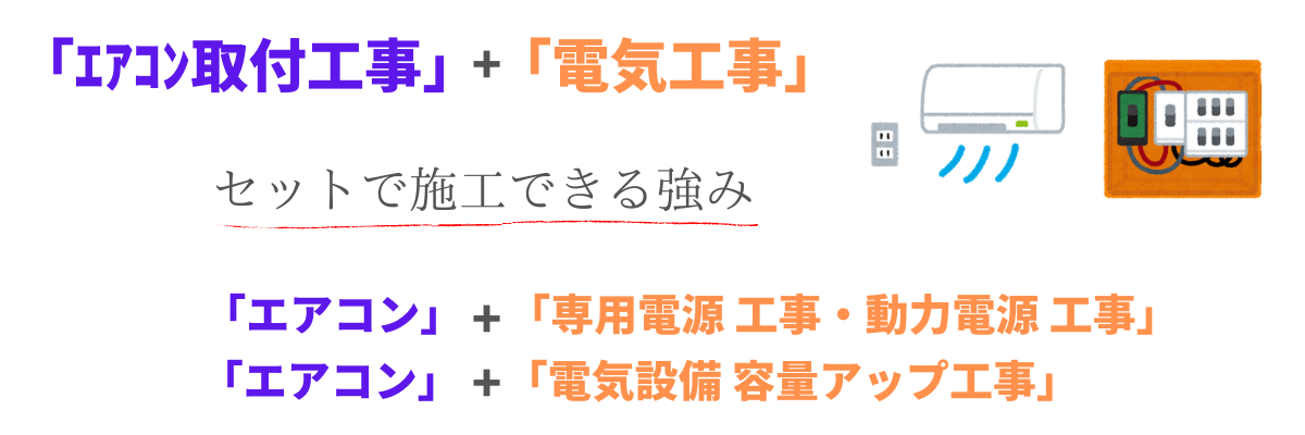 エアコン工事+電気工事